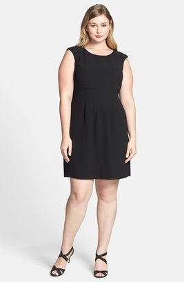 Donna Ricco Stretch Crepe A-Line Dress (Plus Size)