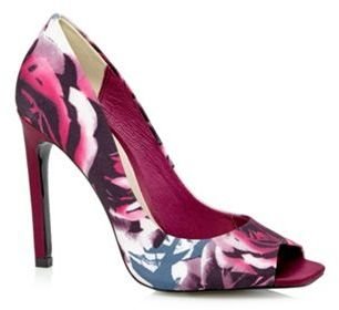 Faith Dark pink floral open toe high court shoes