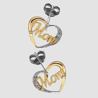 10K Gold 'Mom' Heart Earrings With Diamond Accents