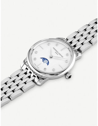 Frederique Constant Women's Mother-Of-Pearl Fc-206Mpwd1Sd6B Slinline Moonphase Stainless Steel And Diamond Watch