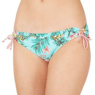 Mantaray Green tropical floral loop side bikini bottoms