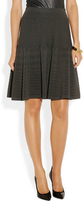 Donna Karan Ribbed stretch-knit flared skirt
