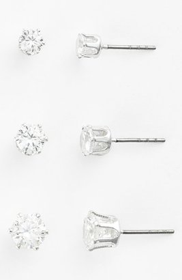 Anne Klein Multi Size Crystal Stud Earrings (Set of 3)