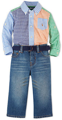 Ralph Lauren CHILDRENSWEAR Baby Boys Gingham Shirt & Light-Wash Jeans Set