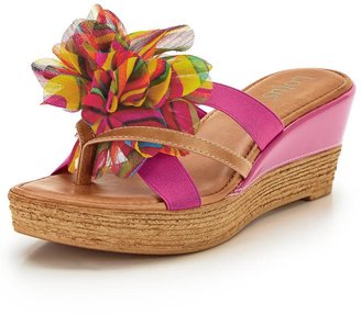 Lotus Catania Leather Flower Detail Wedge Mules