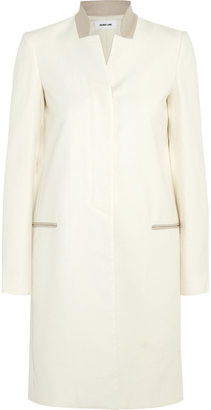 Helmut Lang Leather-trimmed twill coat