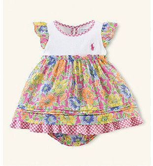 Ralph Lauren Childrenswear Baby Girls' 3-24 Months Pink Floral Knit Dress