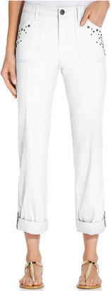 Style&Co. Studded Roll-Tab Capri Pants