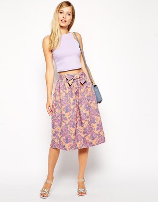 ASOS COLLECTION Midi Skirt in Floral Jacquard