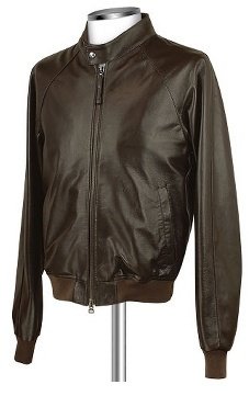 Forzieri Men's Dark Brown Italian Genuine Leather Bomber Jacket