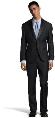 Kenneth Cole New York black wool 2-button tuxedo with flat front pants