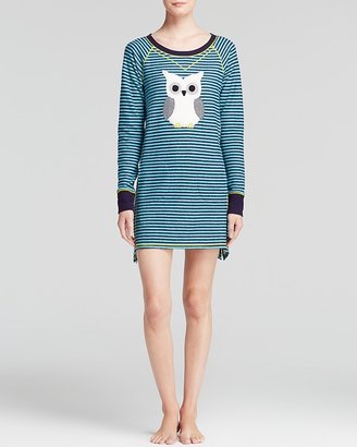 Kensie Hazy Aqua Stripe Owl Sleepshirt