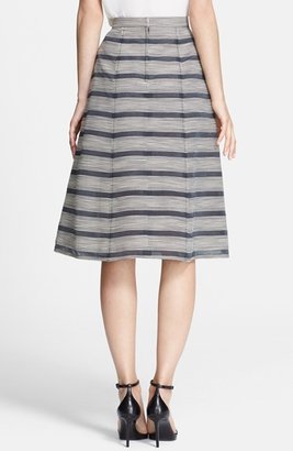 Tibi Stripe Pleated Skirt