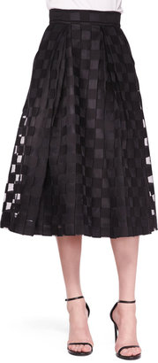 Milly Sheer-Block Full Midi Skirt