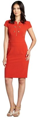 SD Collection rust red zip double breasted cap sleeve dress