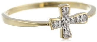 KC Designs Faithfully Yours" 14K Yellow Gold Diamond Cross Stack Ring, Size 6