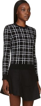 DSquared 1090 Dsquared2 Black & White Angora Grid Sweater
