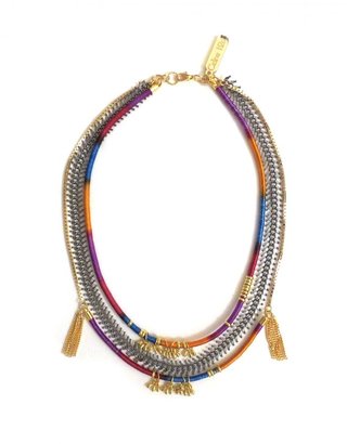 Celine H2o Golden Brass and Multicolored Cord Thunder Necklace