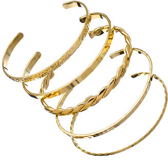 A.V. Max Set of Five Stackable Gold Cuff Bracelets