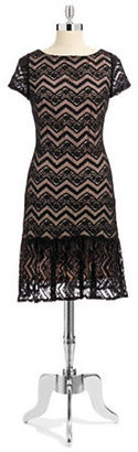 Jax Fit and Flare Contrast Lace Dress --