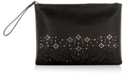 New Look Black Sparkle Laser Cut Out Zip Top Clutch