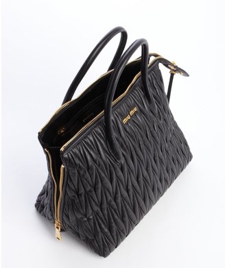 Miu Miu black quilted leather 'Bauletto' zip detail convertible tote