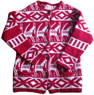 Shine Oversize cardigan, red and white Aztec,