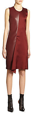 Reed Krakoff Leather-Panel Pique Dress
