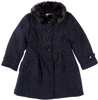 Jessica Simpson Faux Fur Collar Lurex Church Coat (Little Girls)