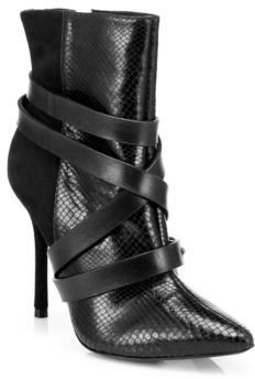 Alice + Olivia Dolan Emossed Leather & Suede Ankle Boots