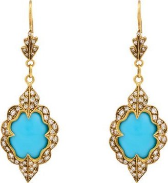 Cathy Waterman Diamond, Turquoise & Gold Drop Earrings