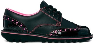 Kickers Black Leather Brogue Style Flat Shoes