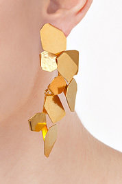 Herve Van Der Straeten Hammered Gold-Plated Ciselle Clip Earrings