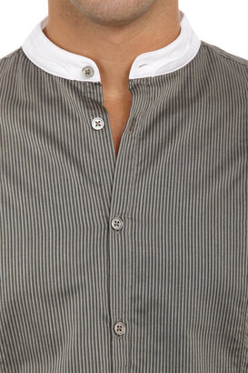 John Varvatos Double-layer Collar Striped Shirt