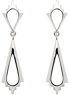 Finesse Rhodium Plated Polished Long Drop Earrings