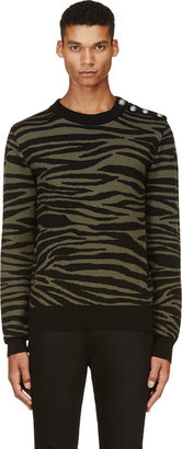 Balmain Black & Khaki Zebra Print Sweater
