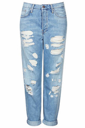 Topshop Womens MOTO Pretty Bleached Ripped Hayden Jeans - Bleach Stone