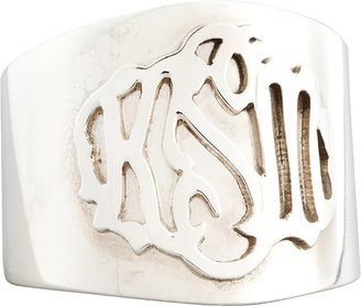 Moon and Lola Monogram Script-Lettered Silver Cigar Ring