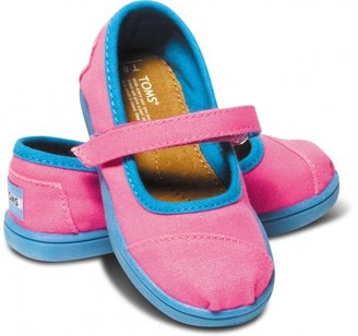 Toms Neon Pink Canvas Tiny Mary Janes