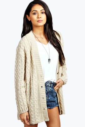 boohoo Lucy Cable Knit Cardigan