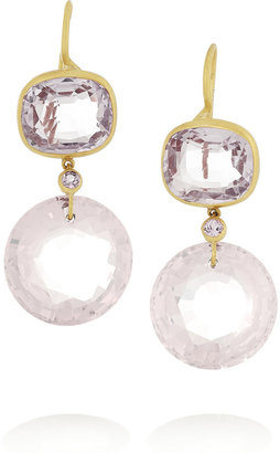 Marie Helene De Taillac 22-karat gold, amethyst and quartz earrings
