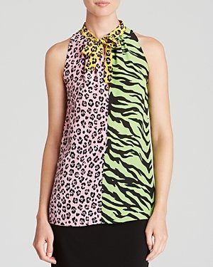 Moschino Cheap & Chic Moschino Cheap And Chic Blouse - Patchwork Animal Print Tie
