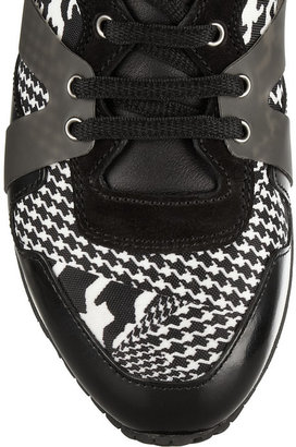 McQ Runner houndstooth-print canvas and leather sneakers