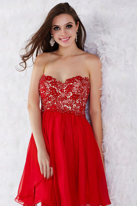 Angela & Alison Angela and Alison - 52013 Strapless Lace Bodice A-Line Dress