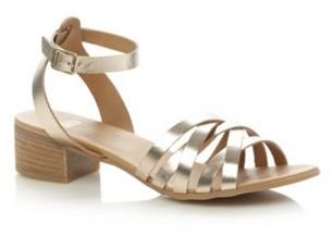 Faith Metallic leather crossover strap mid sandals