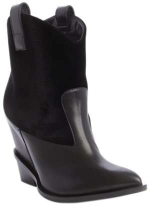 Giuseppe Zanotti black leather and velvet Western ankle boots