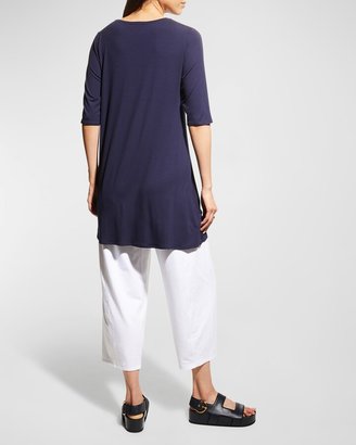 Eileen Fisher V-Neck Elbow-Sleeve Viscose Jersey Tunic