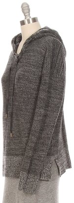 Autumn Cashmere Tweed Honeycomb Hoodie With Leather Ties