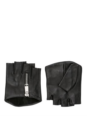 Karl Lagerfeld Paris Zipped Nappa Leather Fingerless Gloves