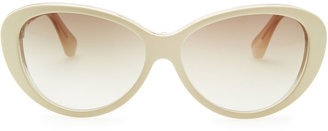 Balenciaga Oval Cat-Eye Sunglasses, Ivory/Crystal
